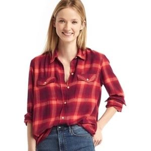 Gap + Pendleton red plaid flannel button down shir